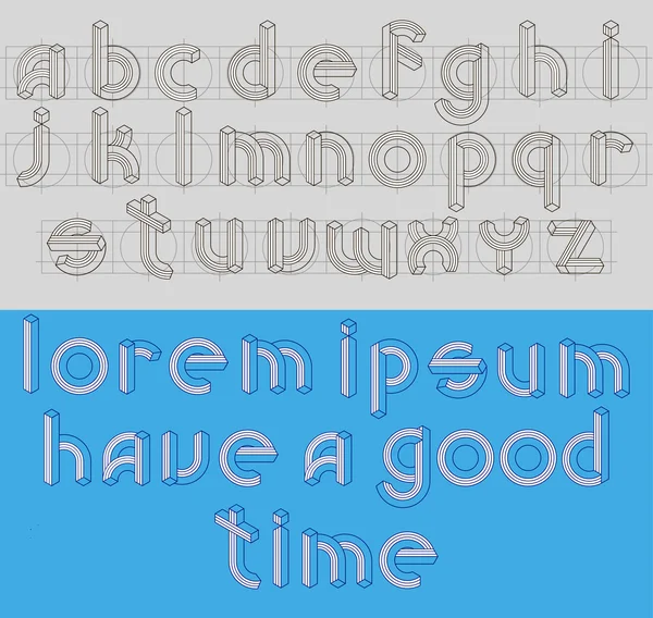 Retro Line 3d Font Abc. İmkansız geometrik çizgi Alfabe vektörü; İyi vakit ler. — Stok Vektör