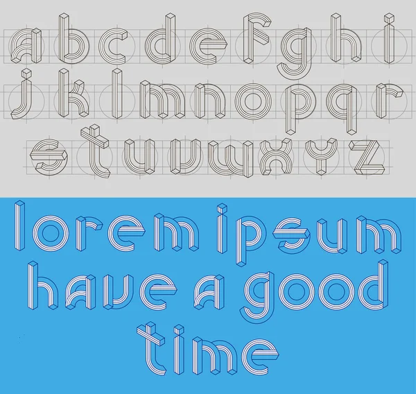 Retro line 3d font abc. unmöglich illusorischer geometrischer Linienalphabet-Vektor; viel Spaß. — Stockvektor