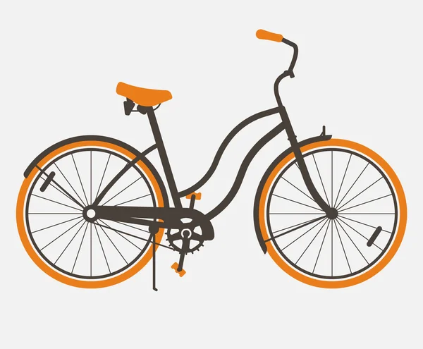 Minimalista donna piatto bicicletta illustrazione; Vettoriale retrò piatto illustrazione di bicicletta per ragazza isolata ; — Vettoriale Stock