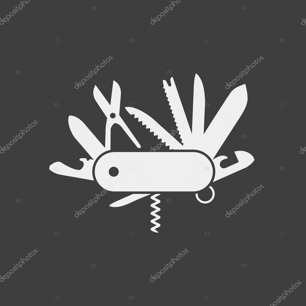 Swiss folding knife flat icon vector; Folding army knife; multi-tool instrument sign vector isolated EPS 10