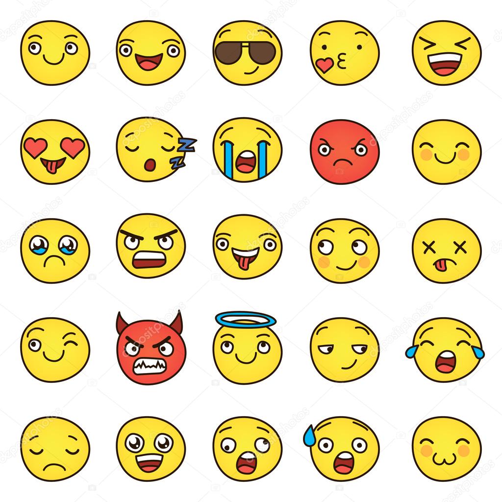 Set of yellow different Smiley Face vector