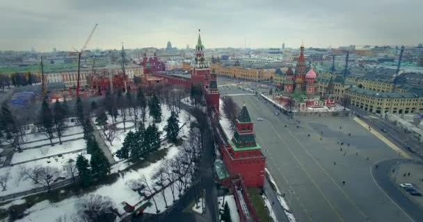 View From the Drone on a Red Square — Stock Video