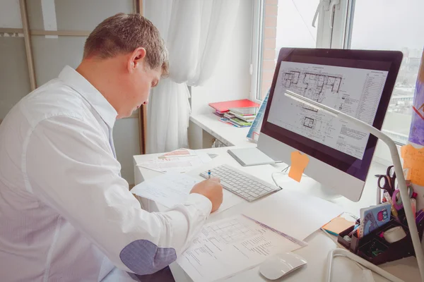 Architect working on the office — Stock Photo, Image