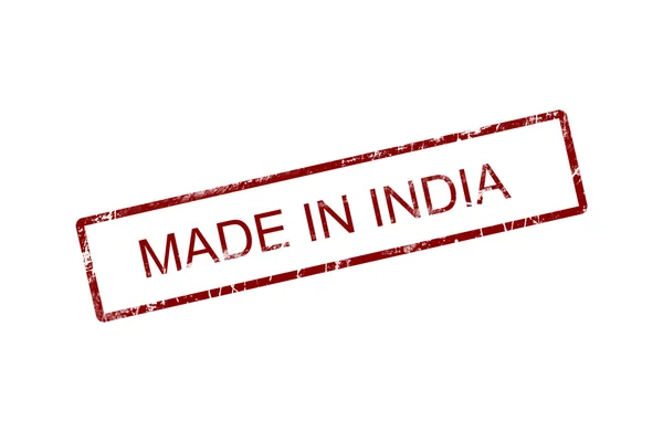 Rood Vierkant Grunge Gemaakt India Woord — Stockfoto