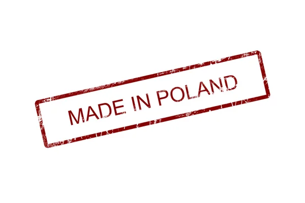 Κόκκινο Τετράγωνο Grunge Γίνεται Στην Πολωνία Λέξη — Φωτογραφία Αρχείου