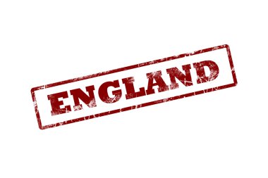 Beyaz arkaplanda ENGLAND yazılı kırmızı grunge kauçuk damgası