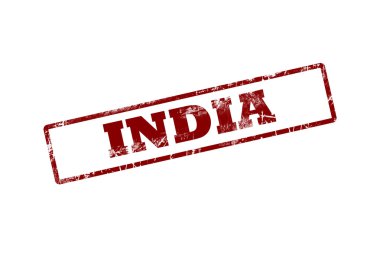 Beyaz arkaplanda INDIA yazılı kırmızı grunge kauçuk damgası