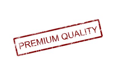 Beyaz arkaplanda izole edilmiş Premium niceliği içeren kırmızı grunge lastik damga