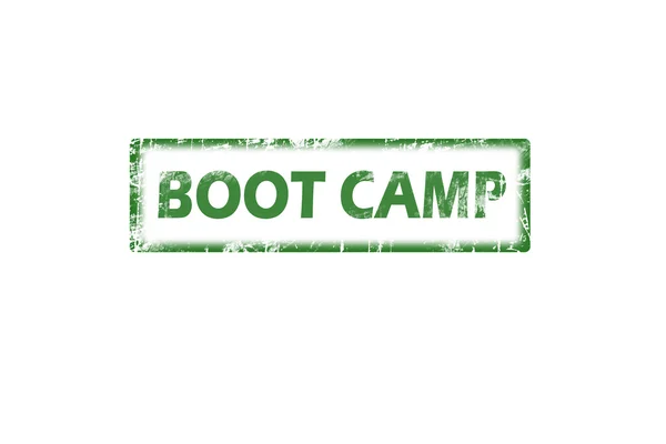 绿色磨擦橡皮图章 文字Boot Camp 白色背景分离 — 图库照片