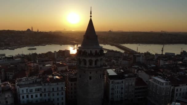 Isztambulban Galata Toronyban Reggeltől Reggelig Kilátás Galata Toronyra Vith Golden — Stock videók