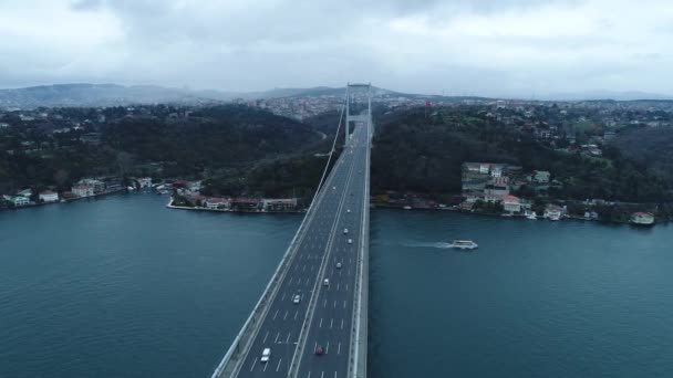 Jembatan Bosporus Istanbul Juli Jembatan Martir Dari Pandangan Sky Aerial — Stok Video