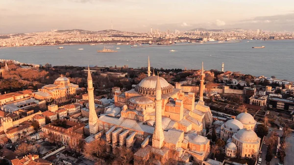 Drone Shots Istanbul Musée Hagia Sophia Lever Soleil Mosquée Hagia — Photo