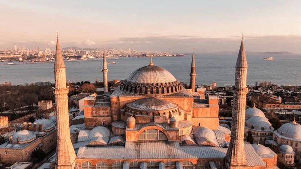 Drone Shots Istanbul Musée Hagia Sophia Lever Soleil Mosquée Hagia — Photo