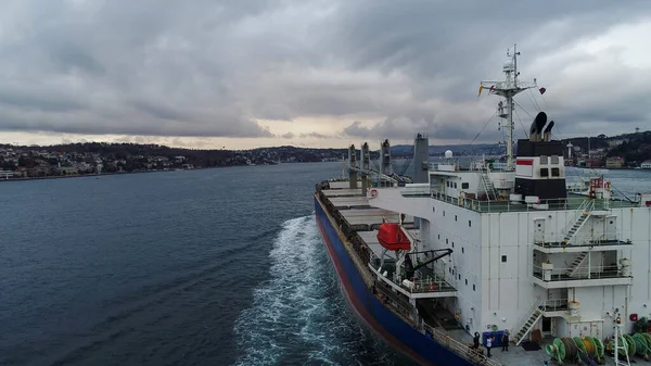 Vista Aérea Navio Carga Com Contentores Carga — Fotografia de Stock