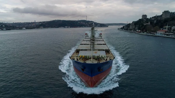 Vista Aérea Navio Carga Com Contentores Carga — Fotografia de Stock