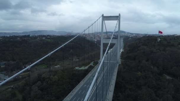 Stanbul Boğaz Köprüsü Gökyüzü Manzaralı Temmuz Şehit Köprüsü Asma Köprü — Stok video