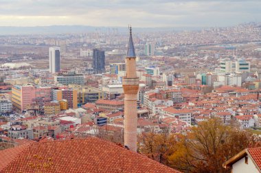 ANKARA, TURKEY - ŞUBAT 05 Şubat 2020: Ankara 'nın panoramik manzarası Ankara kalesinin başkentidir