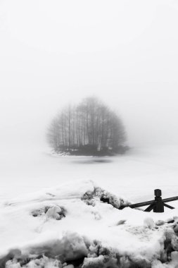 Siyah şapkalı, beyaz ceketli ve sırt çantalı bir adam.