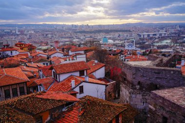 ANKARA, TURKEY - ŞUBAT 05 Şubat 2020: Ankara 'nın panoramik manzarası Ankara kalesinin başkentidir