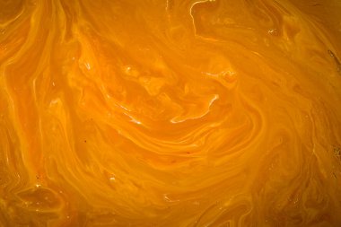 Arka plan olarak kullanmak için akrilik karışımının yakın plan soyut rengi. Mermer desenli akrilik doku, kahverengi ve turuncu mermer arka plan