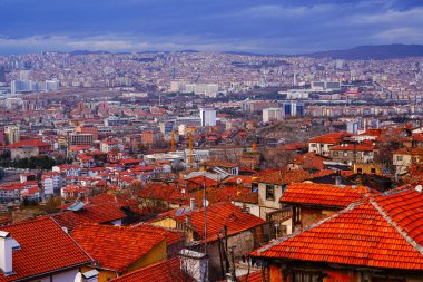 ANKARA, TURKEY - ŞUBAT 05 Şubat 2020: Ankara 'nın panoramik manzarası Ankara kalesinin başkentidir