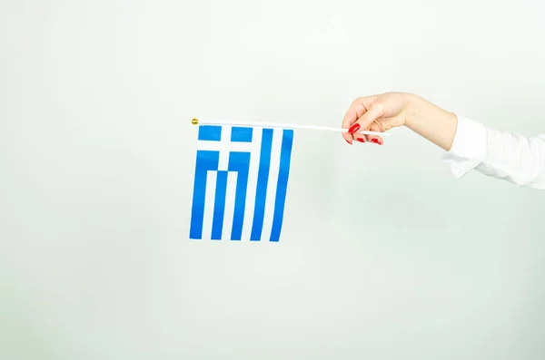 Hand Holding Greece Flag — Stock Fotó