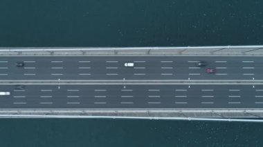 İstanbul Boğaz Köprüsü, Gökyüzü manzaralı 15 Temmuz Şehit Köprüsü. asma köprü araç trafiği  