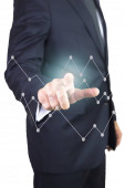 Cropped section of businessman touching diagram button on virtual screen 