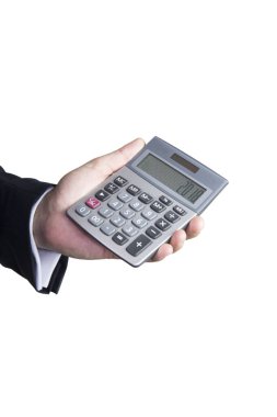 Hesap makinesinde çalışan iş adamı eller 