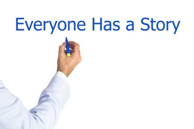 Her birine dokunan işadamının kesilmiş bölümünün sanal ekranında bir hikaye tuşu var. 