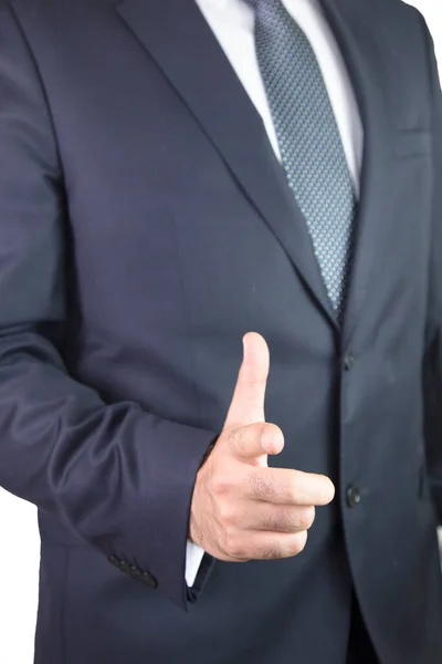 Geschäftsmann Hand Ausgestreckt Handschlag Isoliert Auf Weißem Hintergrund Geschäftsmann Bietet — Stockfoto