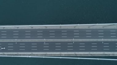 İstanbul Boğaz Köprüsü, Gökyüzü manzaralı 15 Temmuz Şehit Köprüsü. asma köprü araç trafiği  