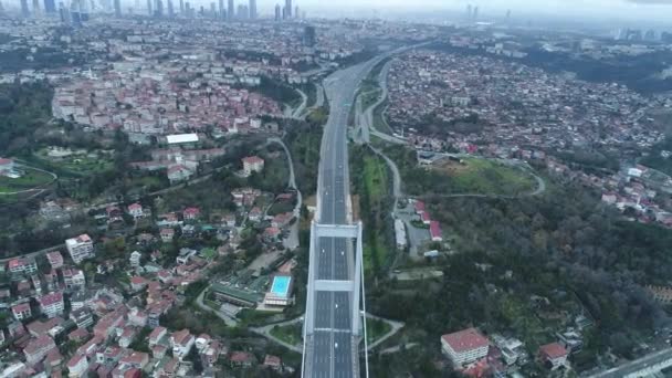 Stanbul Boğaz Köprüsü Gökyüzü Manzaralı Temmuz Şehit Köprüsü Asma Köprü — Stok video
