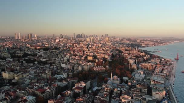 Luchtfoto Van Stad Istanbul Kalkoen — Stockvideo