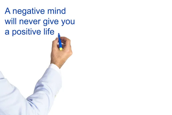 Teksten Negativt Sind Vil Aldrig Give Dig Positivt Liv Forretningsmand - Stock-foto