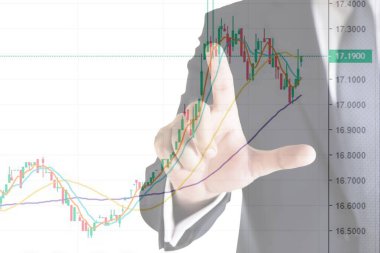 İşadamı elle borsa çizelgesi