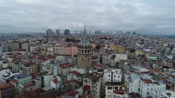 ゴールデンホーンIstanbulと空中ビューガラタタワー イスタンブールの空からの眺め — ストック動画