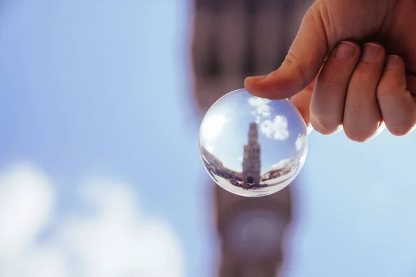 Hand Crystal Ball Sunset — Stockfoto