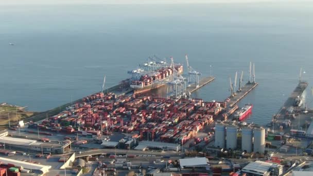 Navire Porte Conteneurs Import Export Logistique Affaires Par Grue Port — Video