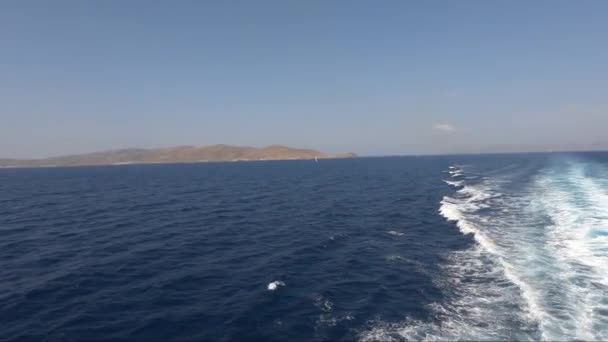 Beautiful Deep Blue Mediterranean Sea Water Ocean Waves Cruise Ship — Stock Video