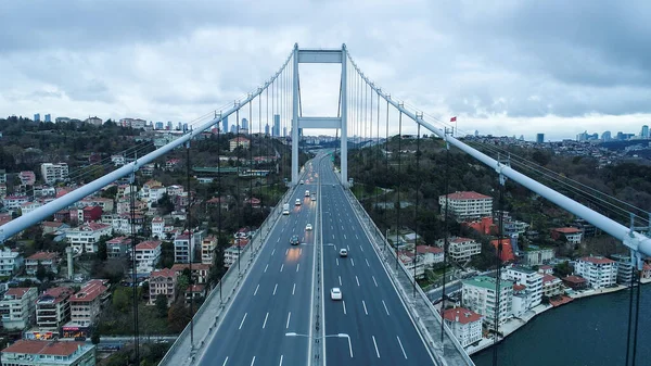 Stanbul Boğaz Köprüsü Gökyüzü Manzaralı Temmuz Şehit Köprüsü Asma Köprü — Stok fotoğraf