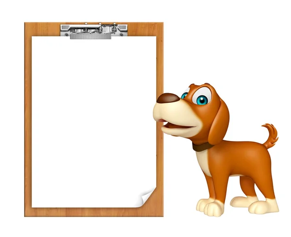 Fun Dog cartoon character  with exam pad — Stock Photo, Image