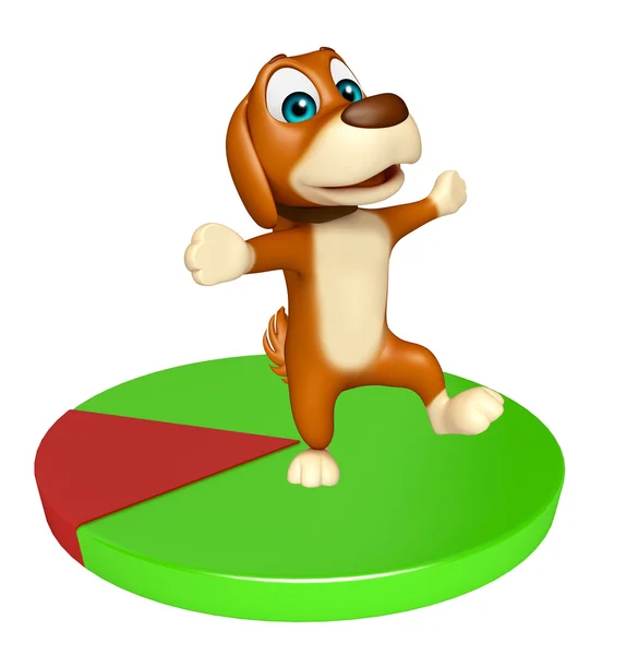 Cão bonito personagem de desenho animado com sinal de círculo — Fotografia de Stock