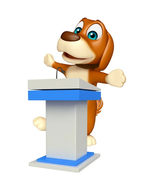 Cute Dog cartoon character  with speech stage — Stock Photo, Image