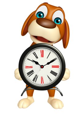sevimli köpek çizgi film karakteri ile masa saati
