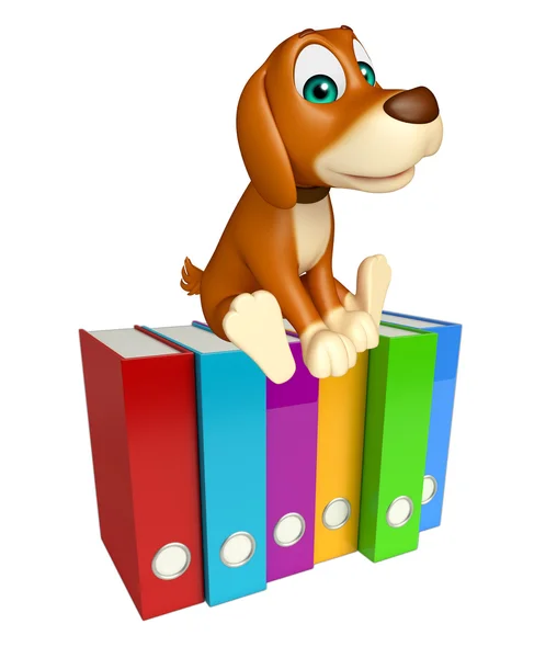 Cute Dog cartoon character  with files — Stock Photo, Image