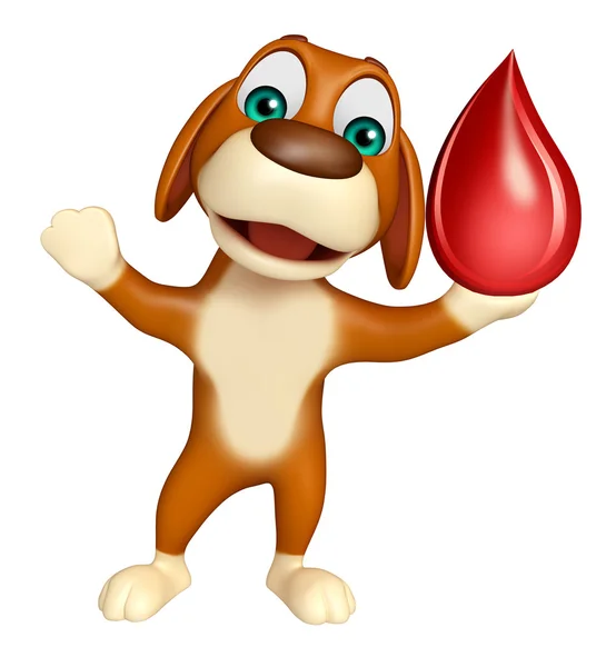 Cão bonito personagem de desenho animado com gota de sangue — Fotografia de Stock