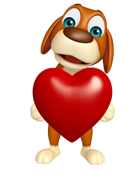 Lindo perro personaje de dibujos animados con corazón —  Fotos de Stock