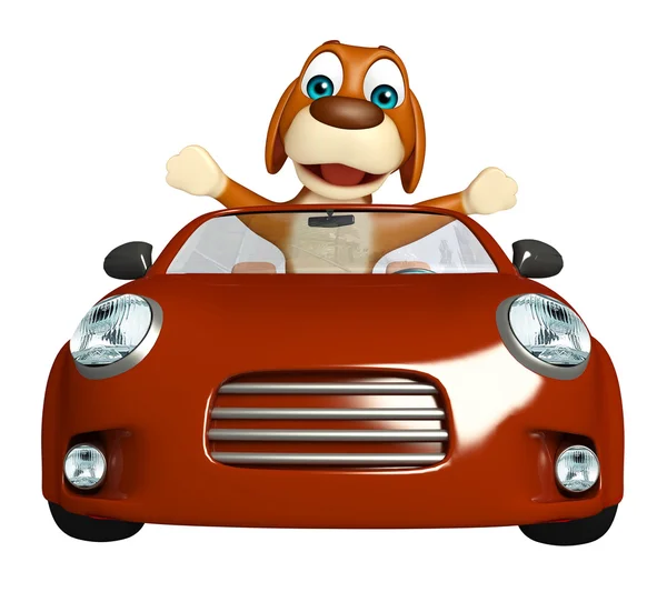 Köpek çizgi film karakteri ile araba — Stok fotoğraf