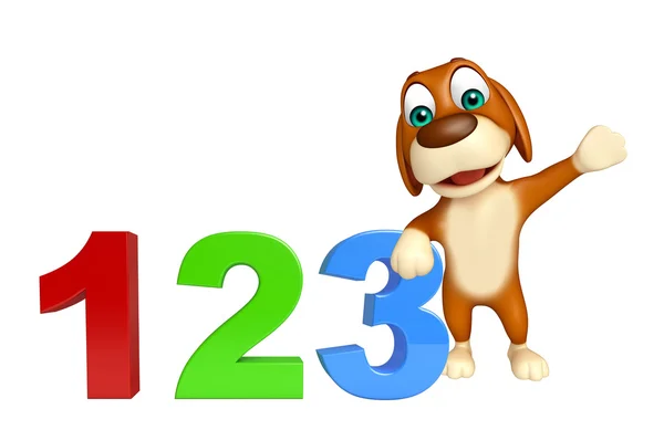 Dog cartoon character  with 123 sign — Stock Photo, Image
